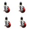 Service Caster 3.5'' Red Poly Swivel 1-7/8'' Expanding Stem Caster Set with Brake, 4PK SCC-EX20S3514-PPUB-RED-TLB-178-4 - alternate 1